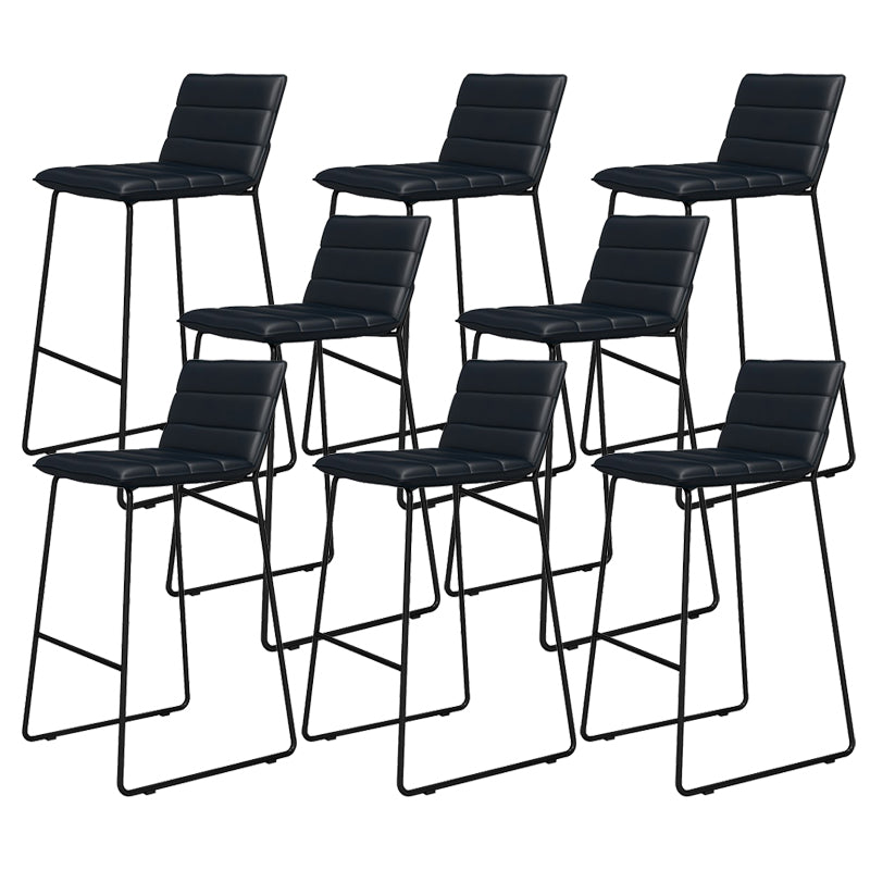 Metal Low Back Dining Stools Contemporary Armless Bar Stools with Footrest Black-Black 8 Piece Set Clearhalo 'Bar Furniture' 'Bar Stools' 'bar_stools' 'furn' 'furn_bar_stools' 'Furniture' 'Kitchen & Dining Furniture' 6662075