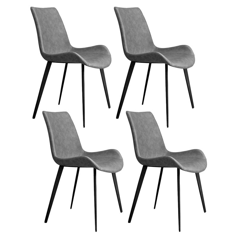 Chaise de salle à manger de cuisine sans bras chaise Parsons en cuir en cuir