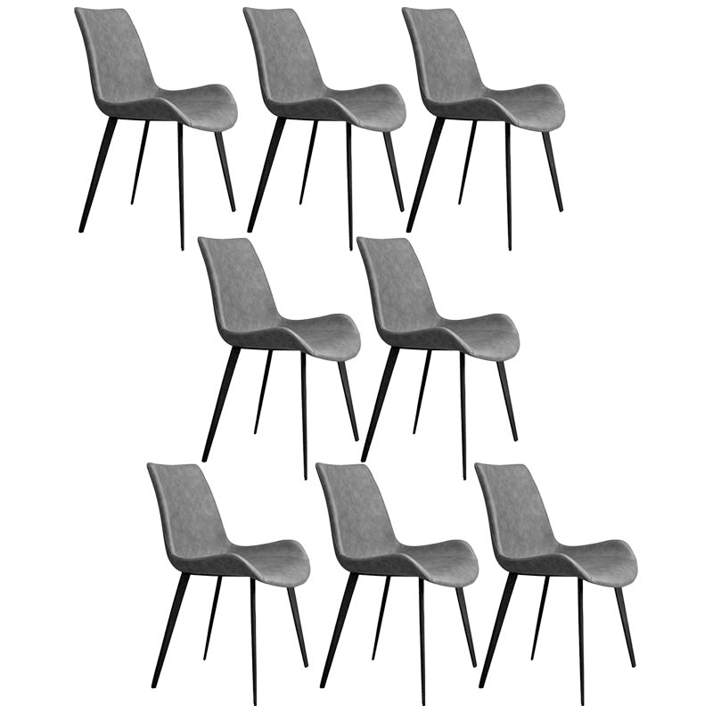 Chaise de salle à manger de cuisine sans bras chaise Parsons en cuir en cuir