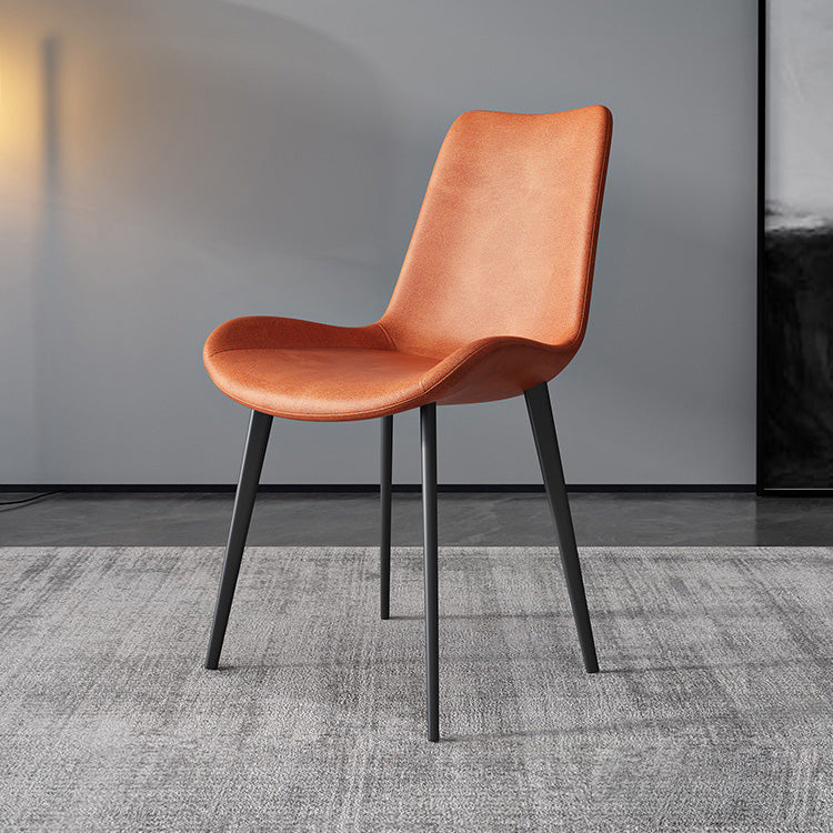 Chaise de salle à manger de cuisine sans bras chaise Parsons en cuir en cuir