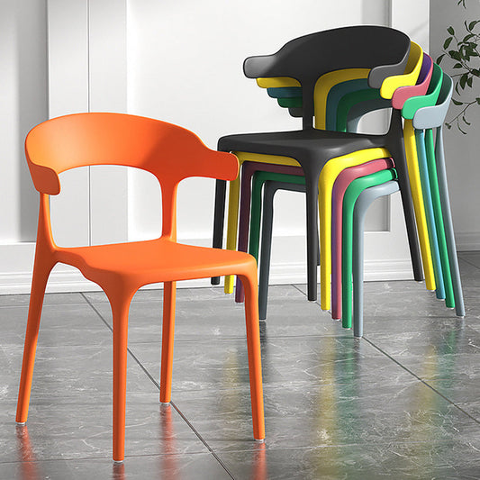 Home Stacking Dining Chair Armless Open Back Plastic Side Chair