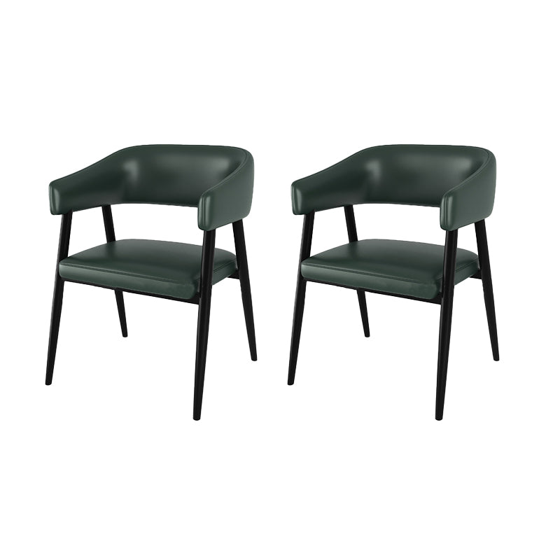 Contemporary Kitchen Dining Side Chair Faux Leather Open Back Dining Side Chair Green 2 Piece Set Clearhalo 'Dining Chairs' 'Dining Tables & Seating' 'dining_chair' 'furn' 'furn_dining_chair' 'Furniture' 'Kitchen & Dining Furniture' 6662380
