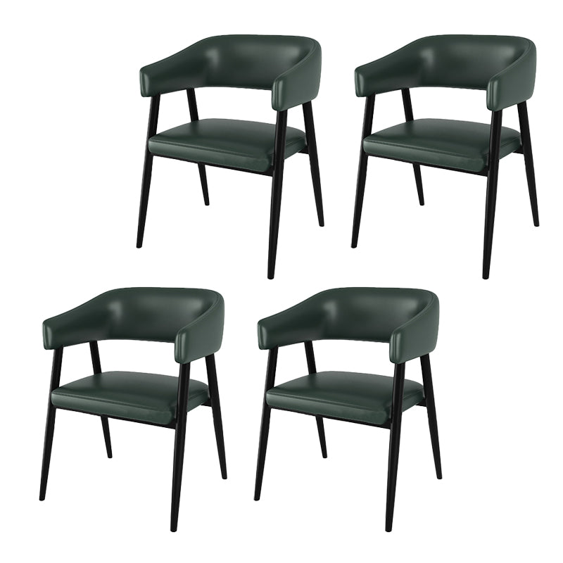 Contemporary Kitchen Dining Side Chair Faux Leather Open Back Dining Side Chair Green 4 Piece Set Clearhalo 'Dining Chairs' 'Dining Tables & Seating' 'dining_chair' 'furn' 'furn_dining_chair' 'Furniture' 'Kitchen & Dining Furniture' 6662381