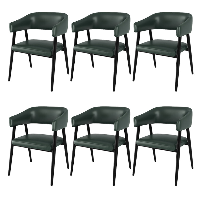 Contemporary Kitchen Dining Side Chair Faux Leather Open Back Dining Side Chair Green 6 Piece Set Clearhalo 'Dining Chairs' 'Dining Tables & Seating' 'dining_chair' 'furn' 'furn_dining_chair' 'Furniture' 'Kitchen & Dining Furniture' 6662383