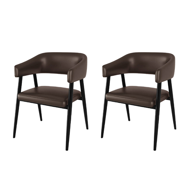 Contemporary Kitchen Dining Side Chair Faux Leather Open Back Dining Side Chair Brown 2 Piece Set Clearhalo 'Dining Chairs' 'Dining Tables & Seating' 'dining_chair' 'furn' 'furn_dining_chair' 'Furniture' 'Kitchen & Dining Furniture' 6662388