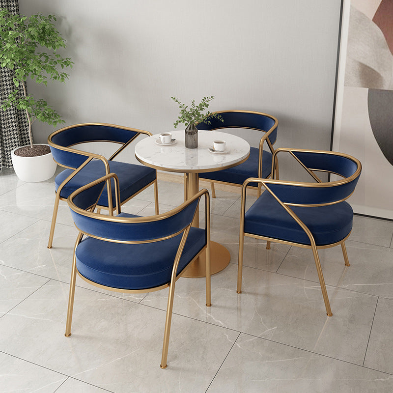 Dining Room Glam Chair Gold Legs Velvet Arm Chair with Upholstered