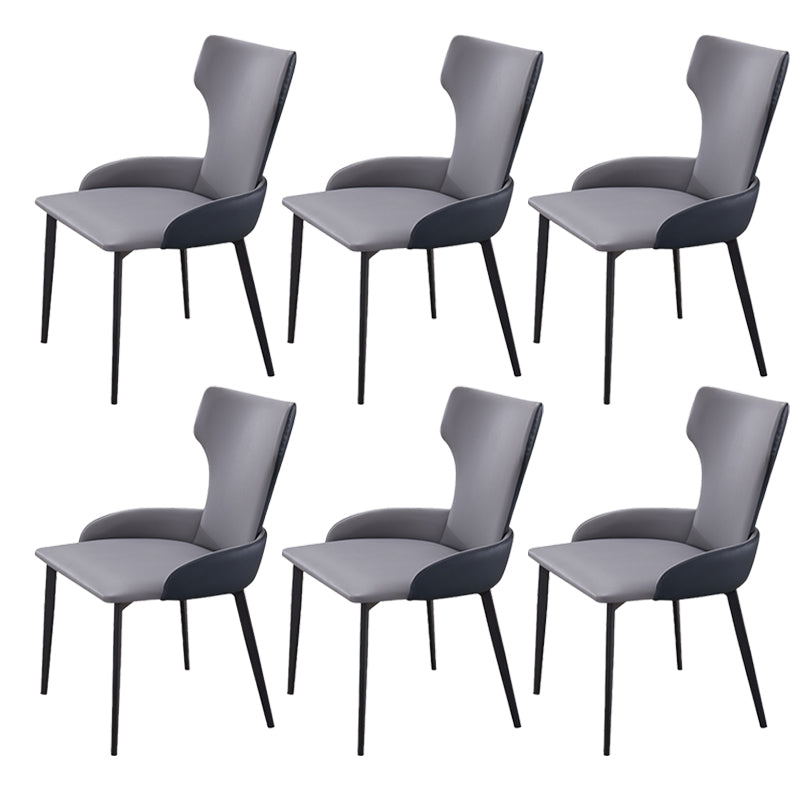 Dining Room Industrial Arm Chair Upholstered Wingback Dining Chairs Grey 6 Piece Set Clearhalo 'Dining Chairs' 'Dining Tables & Seating' 'dining_chair' 'furn' 'furn_dining_chair' 'Furniture' 'Kitchen & Dining Furniture' 6662567