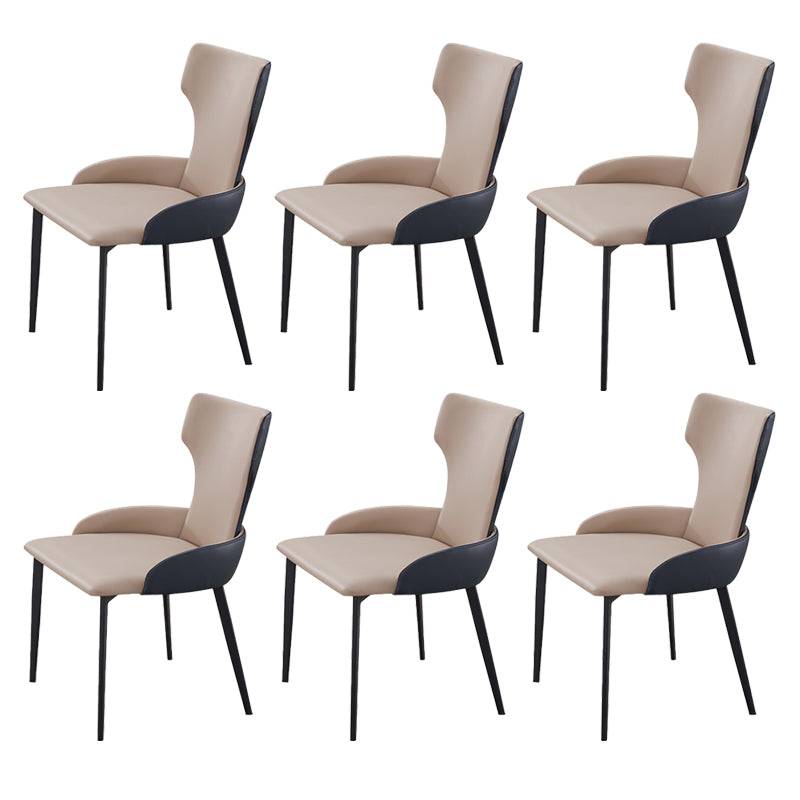 Dining Room Industrial Arm Chair Upholstered Wingback Dining Chairs Khaki 6 Piece Set Clearhalo 'Dining Chairs' 'Dining Tables & Seating' 'dining_chair' 'furn' 'furn_dining_chair' 'Furniture' 'Kitchen & Dining Furniture' 6662578