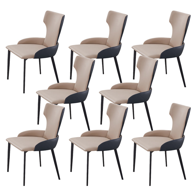 Dining Room Industrial Arm Chair Upholstered Wingback Dining Chairs Khaki 8 Piece Set Clearhalo 'Dining Chairs' 'Dining Tables & Seating' 'dining_chair' 'furn' 'furn_dining_chair' 'Furniture' 'Kitchen & Dining Furniture' 6662580