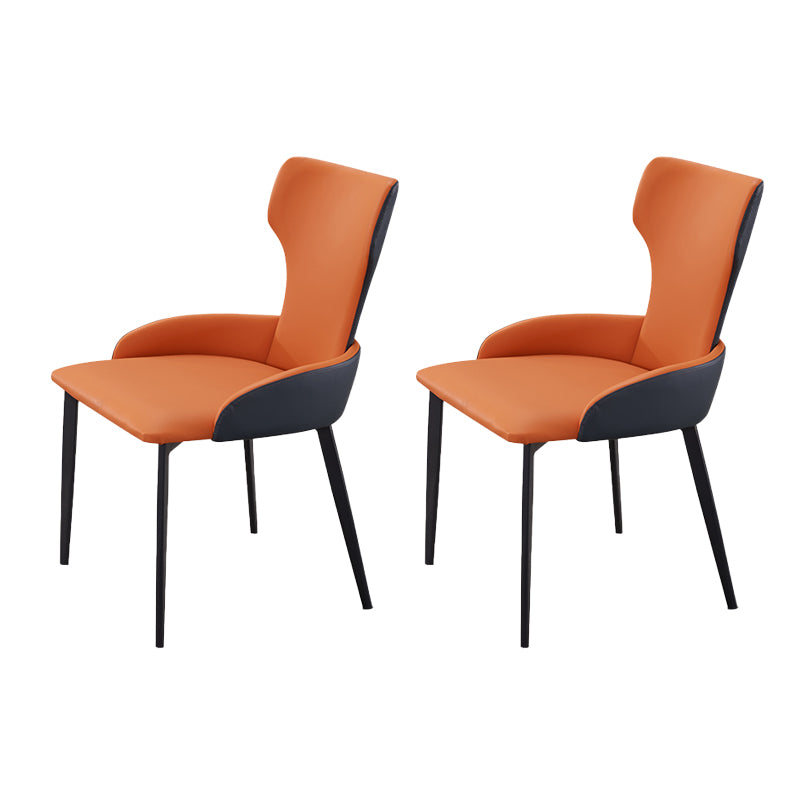 Dining Room Industrial Arm Chair Upholstered Wingback Dining Chairs Orange 2 Piece Set Clearhalo 'Dining Chairs' 'Dining Tables & Seating' 'dining_chair' 'furn' 'furn_dining_chair' 'Furniture' 'Kitchen & Dining Furniture' 6662583
