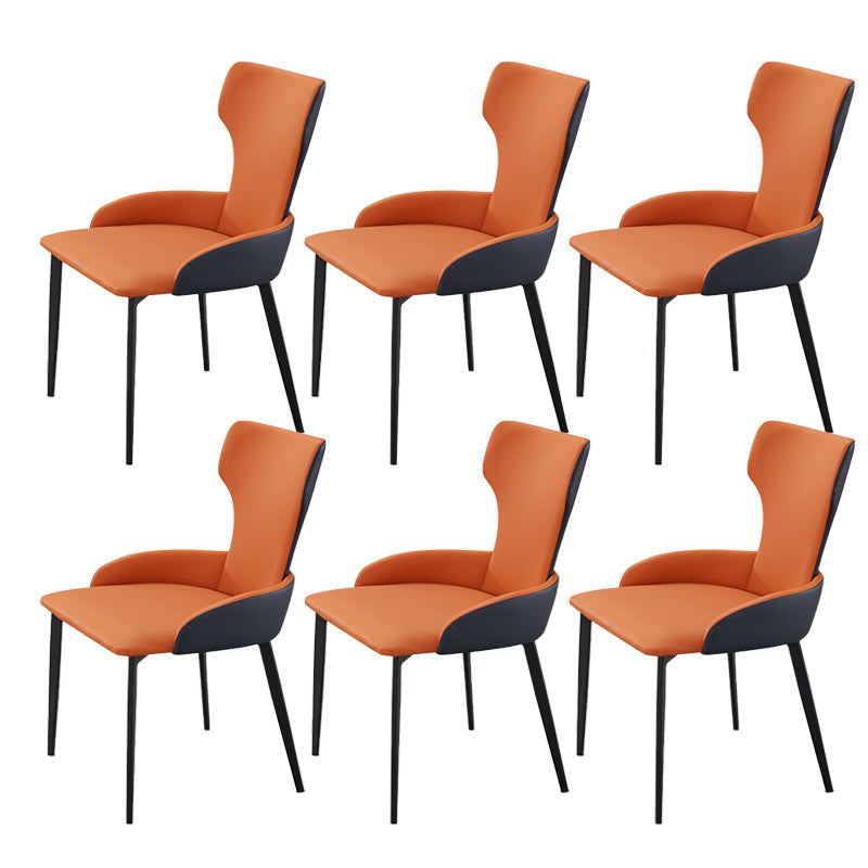 Dining Room Industrial Arm Chair Upholstered Wingback Dining Chairs Orange 6 Piece Set Clearhalo 'Dining Chairs' 'Dining Tables & Seating' 'dining_chair' 'furn' 'furn_dining_chair' 'Furniture' 'Kitchen & Dining Furniture' 6662585