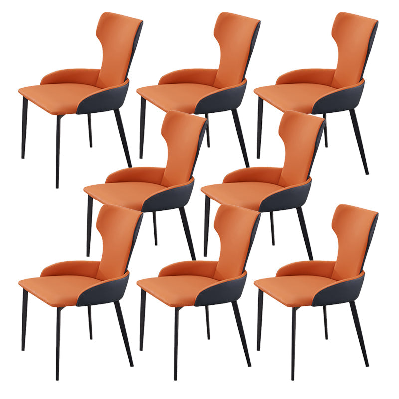 Dining Room Industrial Arm Chair Upholstered Wingback Dining Chairs Orange 8 Piece Set Clearhalo 'Dining Chairs' 'Dining Tables & Seating' 'dining_chair' 'furn' 'furn_dining_chair' 'Furniture' 'Kitchen & Dining Furniture' 6662586
