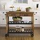 Pine Wood Kitchen Trolley Isla de cocina de madera maciza con estante de toalla
