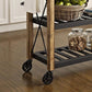 Pine Wood Kitchen Trolley Isla de cocina de madera maciza con estante de toalla