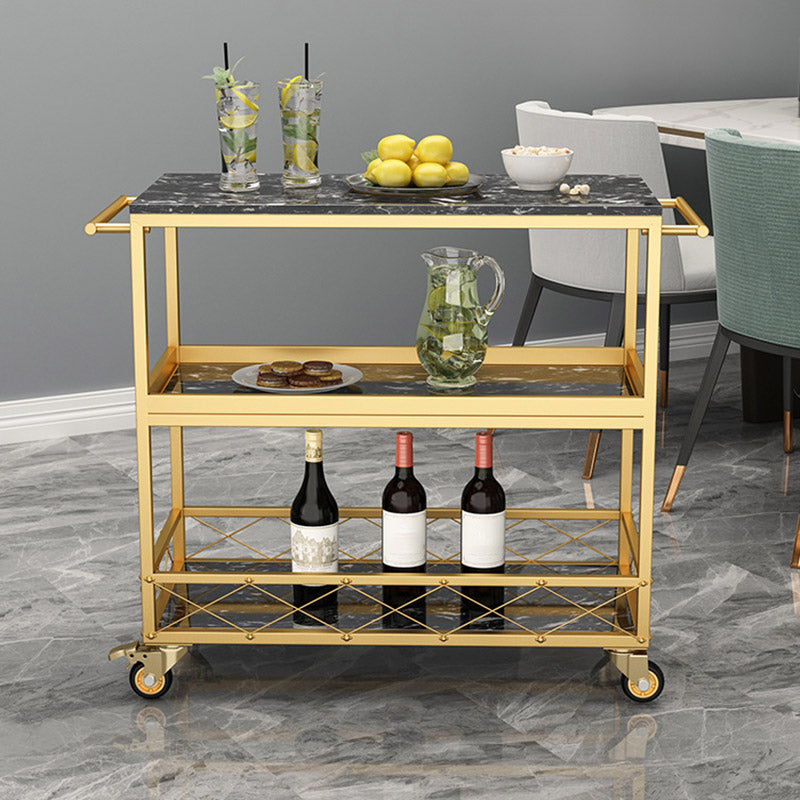 Marble Home Dining Kitchen Trolley Rectangular Prep Table with Towel Rack Clearhalo 'furn' 'furn_kitchen_islands_carts' 'Furniture' 'Kitchen & Dining Furniture' 'Kitchen Islands & Carts' 'kitchen_islands_carts' 6663081