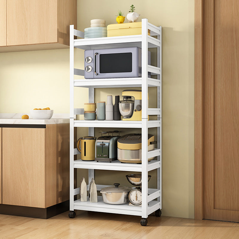 Mesa moderna de la isla de cocina de metal mesa de preparación de almacenamiento abierta en blanco