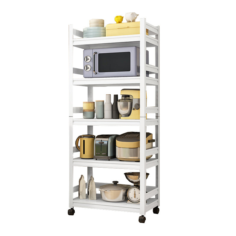 Mesa moderna de la isla de cocina de metal mesa de preparación de almacenamiento abierta en blanco