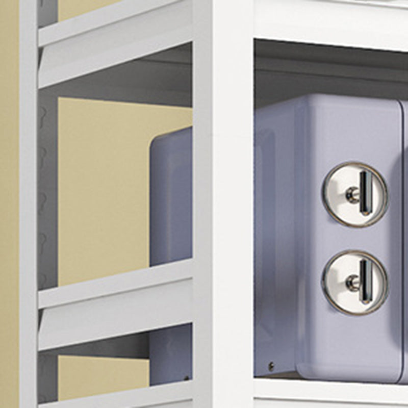 Mesa moderna de la isla de cocina de metal mesa de preparación de almacenamiento abierta en blanco