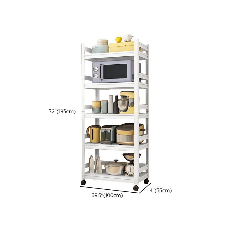 Mesa moderna de la isla de cocina de metal mesa de preparación de almacenamiento abierta en blanco