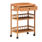 Rolling Kitchen Trolley Rectangular Bamboo Wooden Prep Table 21"L x 12"W x 31"H Natural Drawers Clearhalo 'furn' 'furn_kitchen_islands_carts' 'Furniture' 'Kitchen & Dining Furniture' 'Kitchen Islands & Carts' 'kitchen_islands_carts' 6663189