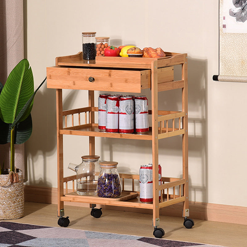 Rolling Kitchen Trolley Rectangular Bamboo Wooden Prep Table Clearhalo 'furn' 'furn_kitchen_islands_carts' 'Furniture' 'Kitchen & Dining Furniture' 'Kitchen Islands & Carts' 'kitchen_islands_carts' 6663190