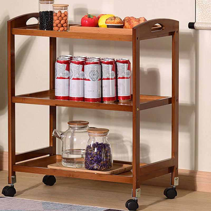 Rolling Kitchen Trolley Rectangular Bamboo Wooden Prep Table Clearhalo 'furn' 'furn_kitchen_islands_carts' 'Furniture' 'Kitchen & Dining Furniture' 'Kitchen Islands & Carts' 'kitchen_islands_carts' 6663191