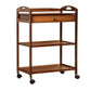 Rolling Kitchen Trolley Rectangular Bamboo Wooden Prep Table 23"L x 13"W x 31"H Brown Drawers Clearhalo 'furn' 'furn_kitchen_islands_carts' 'Furniture' 'Kitchen & Dining Furniture' 'Kitchen Islands & Carts' 'kitchen_islands_carts' 6663193