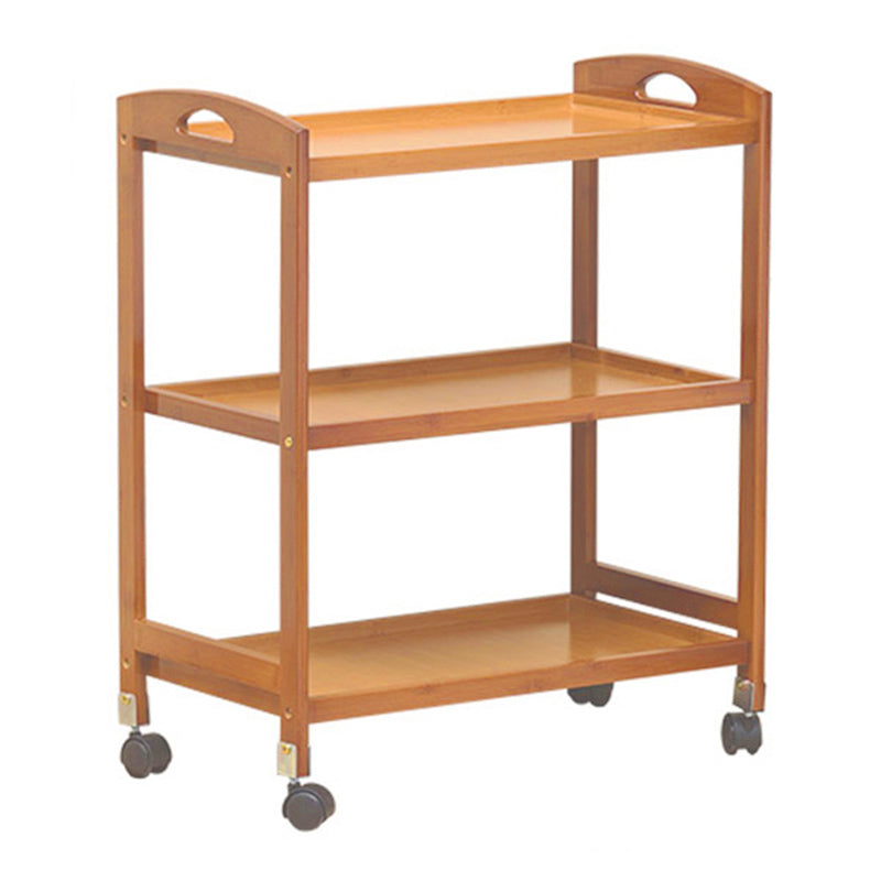 Rolling Kitchen Trolley Rectangular Bamboo Wooden Prep Table 24"L x 13"W x 29"H Natural Open Storage Clearhalo 'furn' 'furn_kitchen_islands_carts' 'Furniture' 'Kitchen & Dining Furniture' 'Kitchen Islands & Carts' 'kitchen_islands_carts' 6663197