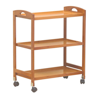 Rolling Kitchen Trolley Rectangular Bamboo Wooden Prep Table 24"L x 13"W x 29"H Natural Open Storage Clearhalo 'furn' 'furn_kitchen_islands_carts' 'Furniture' 'Kitchen & Dining Furniture' 'Kitchen Islands & Carts' 'kitchen_islands_carts' 6663197
