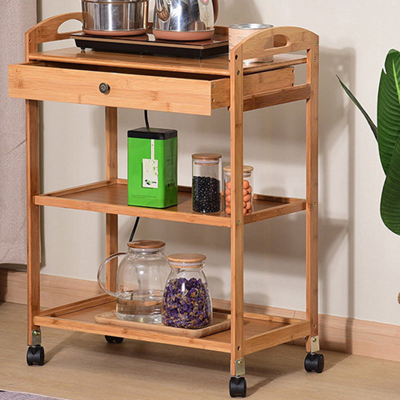 Rolling Kitchen Trolley Rectangular Bamboo Wooden Prep Table Clearhalo 'furn' 'furn_kitchen_islands_carts' 'Furniture' 'Kitchen & Dining Furniture' 'Kitchen Islands & Carts' 'kitchen_islands_carts' 6663202