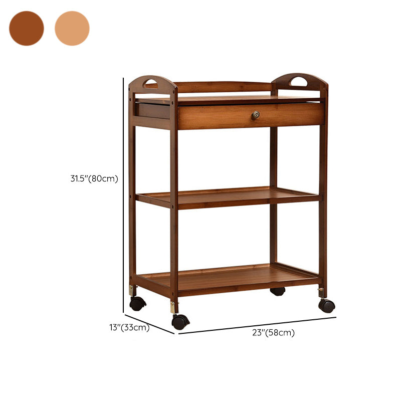 Rolling Kitchen Trolley Rectangular Bamboo Wooden Prep Table Clearhalo 'furn' 'furn_kitchen_islands_carts' 'Furniture' 'Kitchen & Dining Furniture' 'Kitchen Islands & Carts' 'kitchen_islands_carts' 6663209