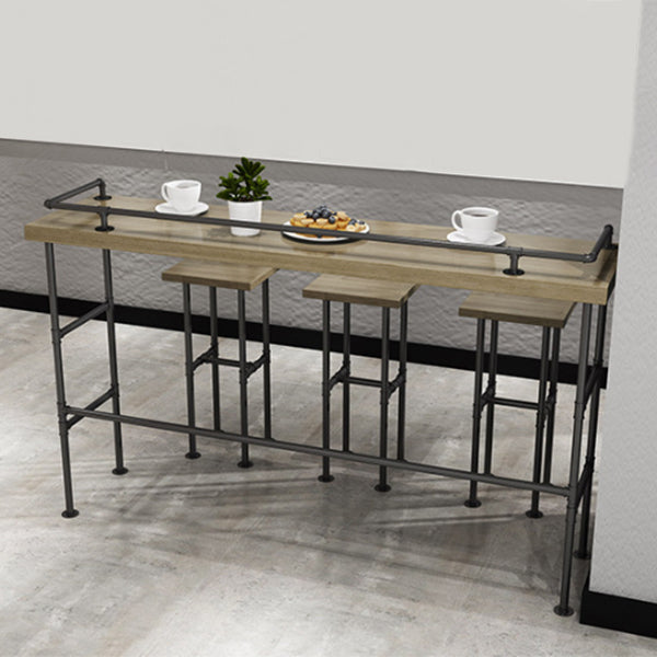 Moderne 1/3/4-delige bartafelset, rechthoekige grenenhouten aanrechttafel met hoge krukken