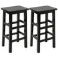 Solid Wood Bar Stool Counter Armless Backless Stool for Living Room Black 2 Piece Set Counter Stool (23.5"H) Clearhalo 'Bar Furniture' 'Bar Stools' 'bar_stools' 'furn' 'furn_bar_stools' 'Furniture' 'Kitchen & Dining Furniture' 6663321