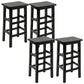 Solid Wood Bar Stool Counter Armless Backless Stool for Living Room Black 4 Piece Set Counter Stool (23.5"H) Clearhalo 'Bar Furniture' 'Bar Stools' 'bar_stools' 'furn' 'furn_bar_stools' 'Furniture' 'Kitchen & Dining Furniture' 6663323