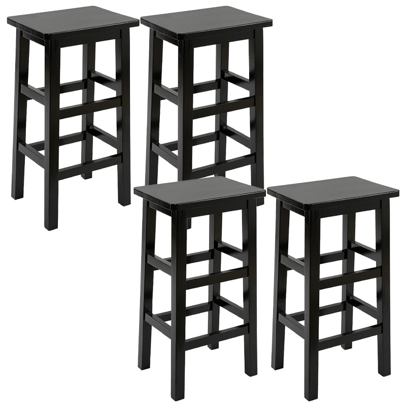 Solid Wood Bar Stool Counter Armless Backless Stool for Living Room Black 4 Piece Set Counter Stool (23.5"H) Clearhalo 'Bar Furniture' 'Bar Stools' 'bar_stools' 'furn' 'furn_bar_stools' 'Furniture' 'Kitchen & Dining Furniture' 6663323