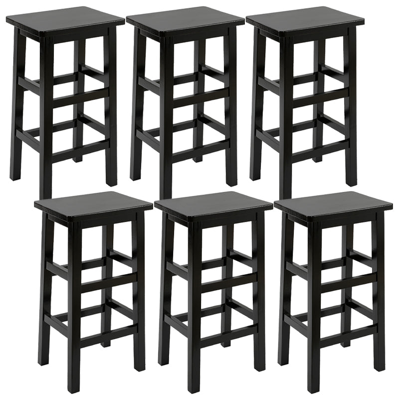 Solid Wood Bar Stool Counter Armless Backless Stool for Living Room Black 6 Piece Set Counter Stool (23.5"H) Clearhalo 'Bar Furniture' 'Bar Stools' 'bar_stools' 'furn' 'furn_bar_stools' 'Furniture' 'Kitchen & Dining Furniture' 6663325