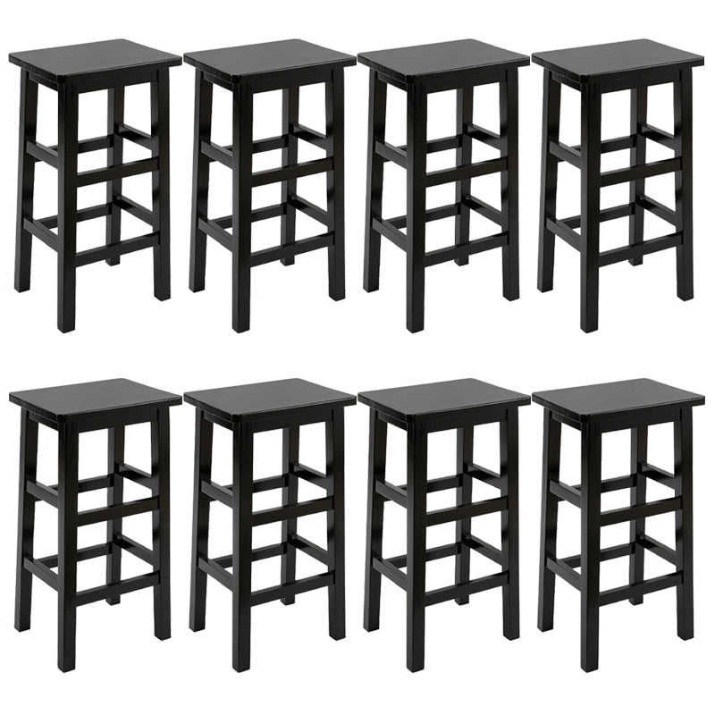Solid Wood Bar Stool Counter Armless Backless Stool for Living Room Black 8 Piece Set Counter Stool (23.5"H) Clearhalo 'Bar Furniture' 'Bar Stools' 'bar_stools' 'furn' 'furn_bar_stools' 'Furniture' 'Kitchen & Dining Furniture' 6663327