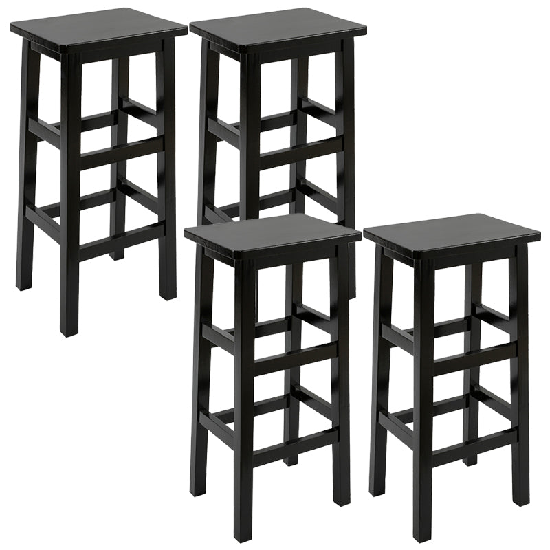 Solid Wood Bar Stool Counter Armless Backless Stool for Living Room Black 4 Piece Set Bar Stool(28"H) Clearhalo 'Bar Furniture' 'Bar Stools' 'bar_stools' 'furn' 'furn_bar_stools' 'Furniture' 'Kitchen & Dining Furniture' 6663331