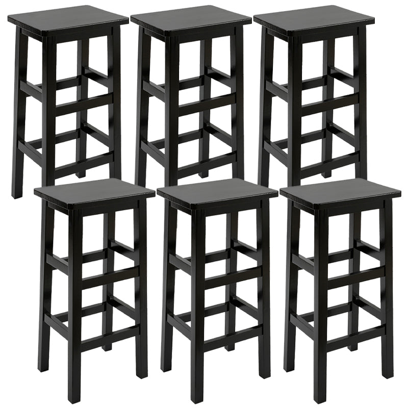 Solid Wood Bar Stool Counter Armless Backless Stool for Living Room Black 6 Piece Set Bar Stool(28"H) Clearhalo 'Bar Furniture' 'Bar Stools' 'bar_stools' 'furn' 'furn_bar_stools' 'Furniture' 'Kitchen & Dining Furniture' 6663332