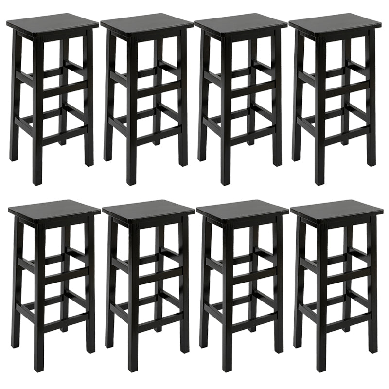 Solid Wood Bar Stool Counter Armless Backless Stool for Living Room Black 8 Piece Set Bar Stool(28"H) Clearhalo 'Bar Furniture' 'Bar Stools' 'bar_stools' 'furn' 'furn_bar_stools' 'Furniture' 'Kitchen & Dining Furniture' 6663333