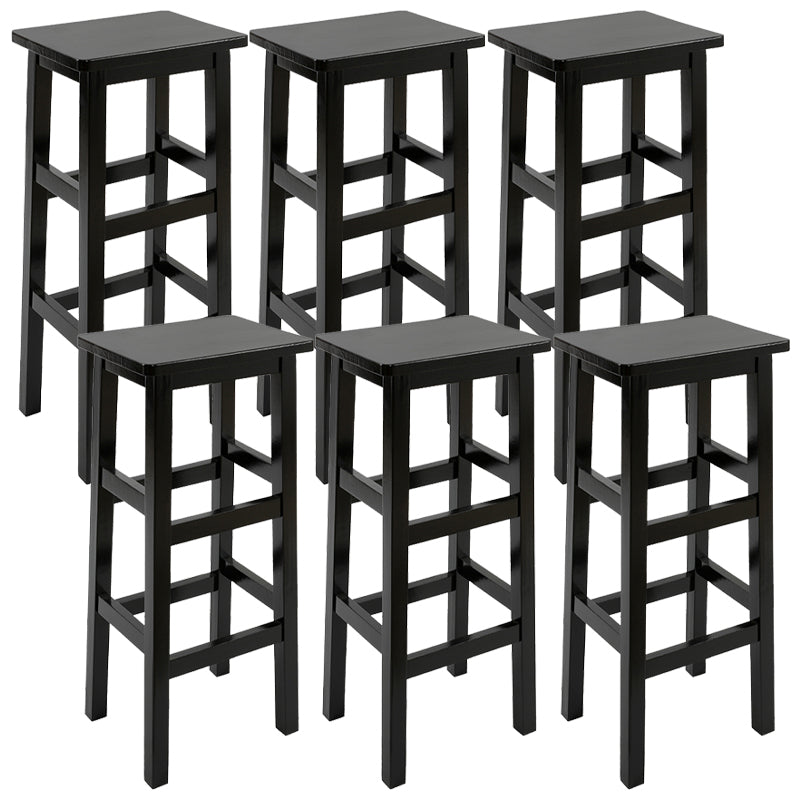 Solid Wood Bar Stool Counter Armless Backless Stool for Living Room Black 6 Piece Set Bar Stool(31"H) Clearhalo 'Bar Furniture' 'Bar Stools' 'bar_stools' 'furn' 'furn_bar_stools' 'Furniture' 'Kitchen & Dining Furniture' 6663337