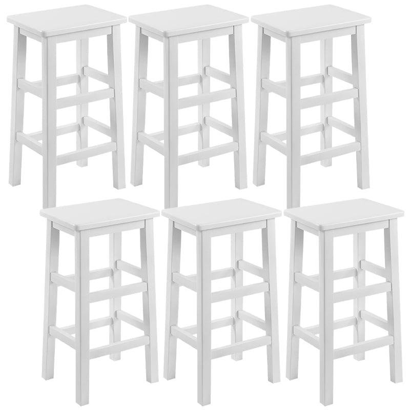 Solid Wood Bar Stool Counter Armless Backless Stool for Living Room White 6 Piece Set Counter Stool (23.5"H) Clearhalo 'Bar Furniture' 'Bar Stools' 'bar_stools' 'furn' 'furn_bar_stools' 'Furniture' 'Kitchen & Dining Furniture' 6663342