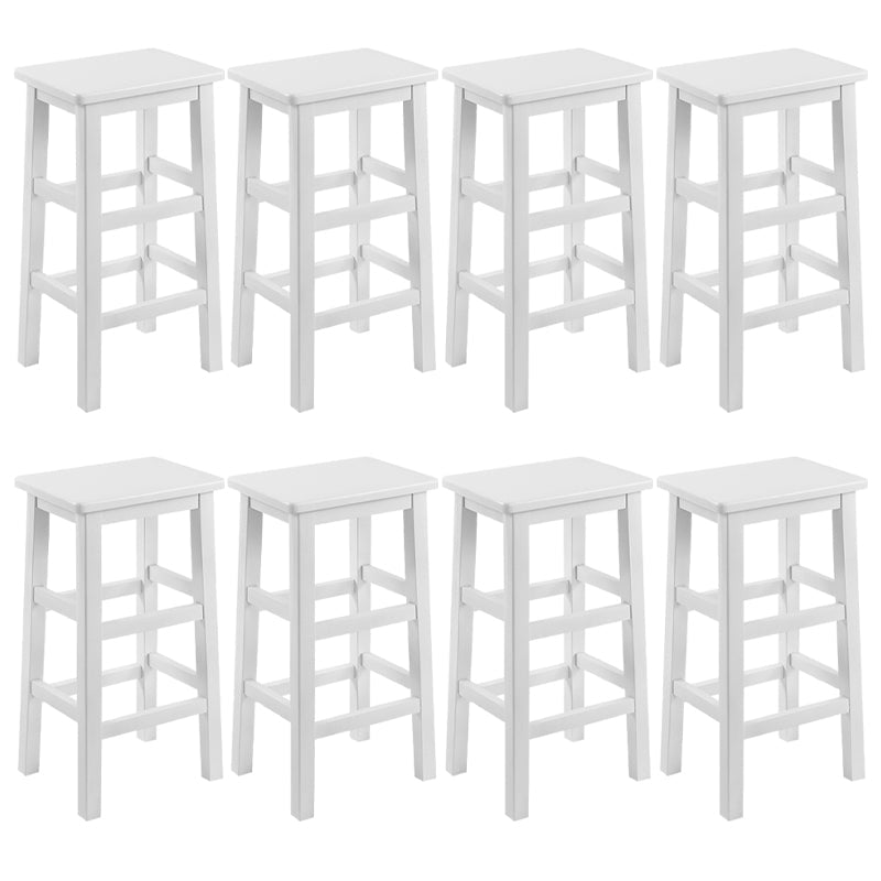 Solid Wood Bar Stool Counter Armless Backless Stool for Living Room White 8 Piece Set Counter Stool (23.5"H) Clearhalo 'Bar Furniture' 'Bar Stools' 'bar_stools' 'furn' 'furn_bar_stools' 'Furniture' 'Kitchen & Dining Furniture' 6663343