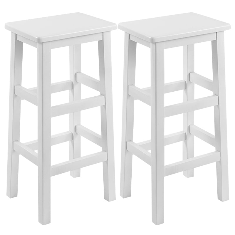 Solid Wood Bar Stool Counter Armless Backless Stool for Living Room White 2 Piece Set Bar Stool(28"H) Clearhalo 'Bar Furniture' 'Bar Stools' 'bar_stools' 'furn' 'furn_bar_stools' 'Furniture' 'Kitchen & Dining Furniture' 6663345