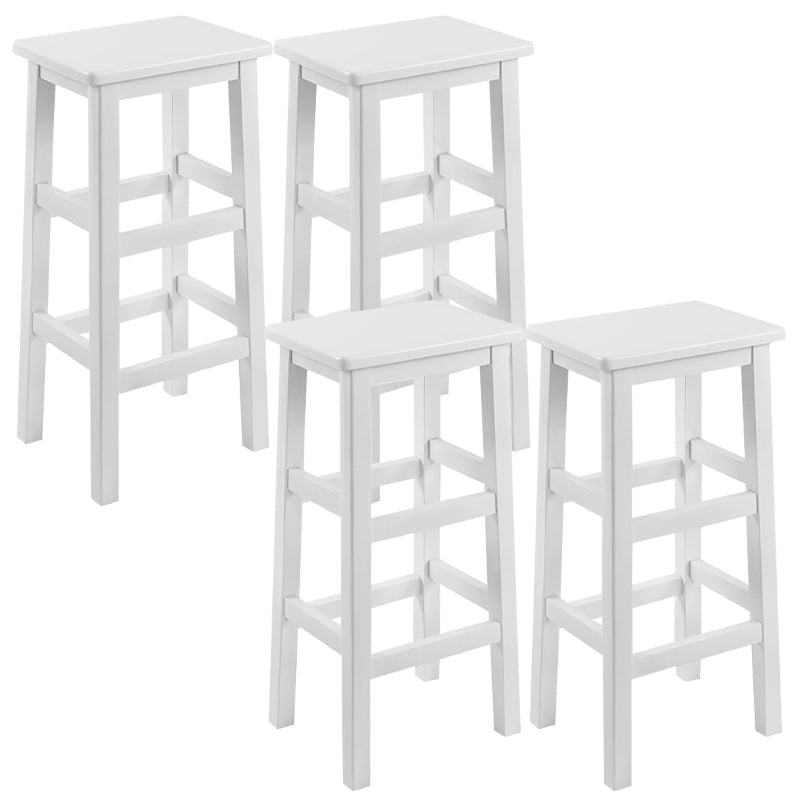 Solid Wood Bar Stool Counter Armless Backless Stool for Living Room White 4 Piece Set Bar Stool(28"H) Clearhalo 'Bar Furniture' 'Bar Stools' 'bar_stools' 'furn' 'furn_bar_stools' 'Furniture' 'Kitchen & Dining Furniture' 6663346