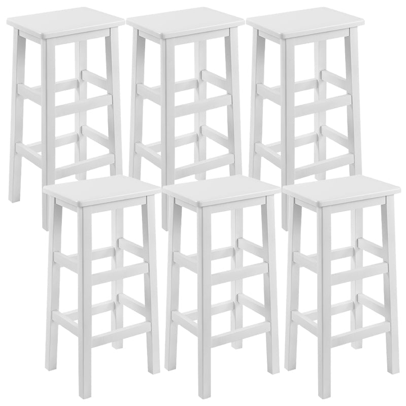 Solid Wood Bar Stool Counter Armless Backless Stool for Living Room White 6 Piece Set Bar Stool(28"H) Clearhalo 'Bar Furniture' 'Bar Stools' 'bar_stools' 'furn' 'furn_bar_stools' 'Furniture' 'Kitchen & Dining Furniture' 6663347