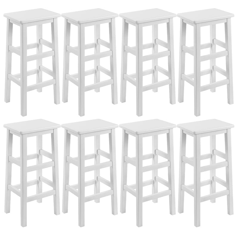 Solid Wood Bar Stool Counter Armless Backless Stool for Living Room White 8 Piece Set Bar Stool(28"H) Clearhalo 'Bar Furniture' 'Bar Stools' 'bar_stools' 'furn' 'furn_bar_stools' 'Furniture' 'Kitchen & Dining Furniture' 6663348