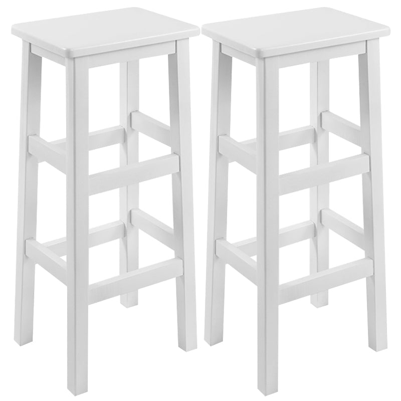 Solid Wood Bar Stool Counter Armless Backless Stool for Living Room White 2 Piece Set Bar Stool(31"H) Clearhalo 'Bar Furniture' 'Bar Stools' 'bar_stools' 'furn' 'furn_bar_stools' 'Furniture' 'Kitchen & Dining Furniture' 6663350