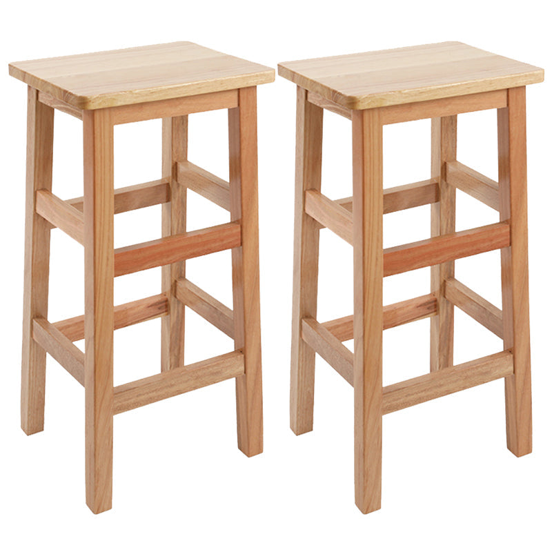 Solid Wood Bar Stool Counter Armless Backless Stool for Living Room Wood 2 Piece Set Bar Stool(28"H) Clearhalo 'Bar Furniture' 'Bar Stools' 'bar_stools' 'furn' 'furn_bar_stools' 'Furniture' 'Kitchen & Dining Furniture' 6663360