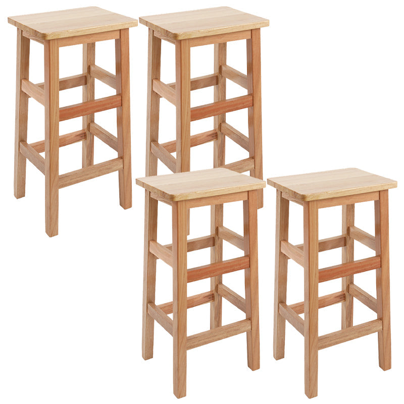 Solid Wood Bar Stool Counter Armless Backless Stool for Living Room Wood 4 Piece Set Bar Stool(28"H) Clearhalo 'Bar Furniture' 'Bar Stools' 'bar_stools' 'furn' 'furn_bar_stools' 'Furniture' 'Kitchen & Dining Furniture' 6663361